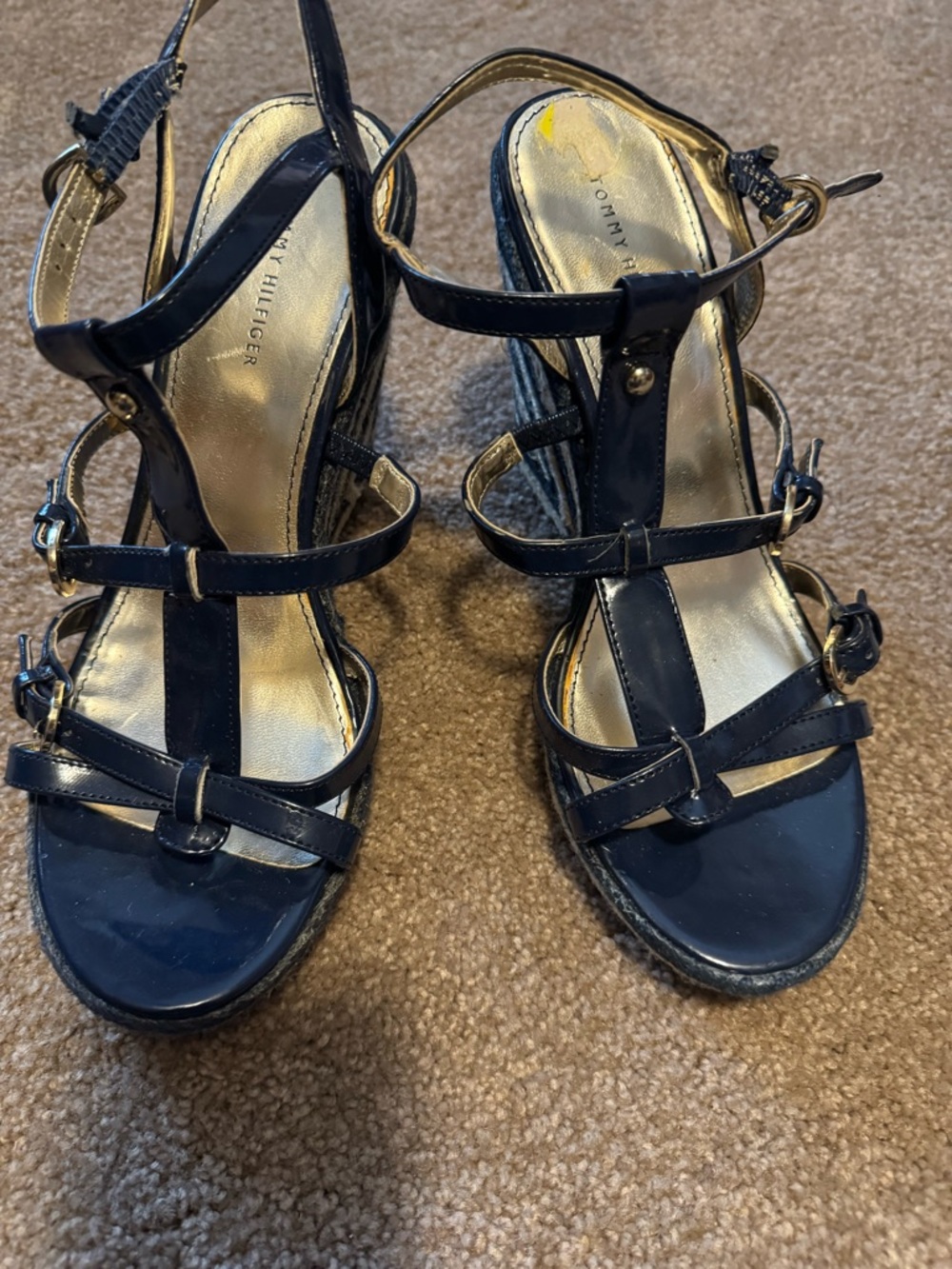 Tommy Hilfiger Navy Strappy Wedge Sandalsu